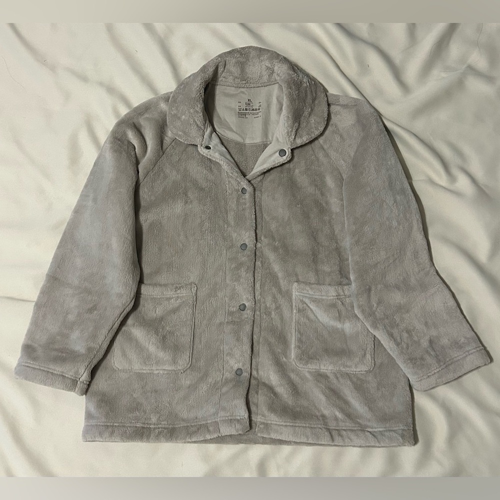 Muji Plush T Shirt Jacket with Snap Buttons - XL